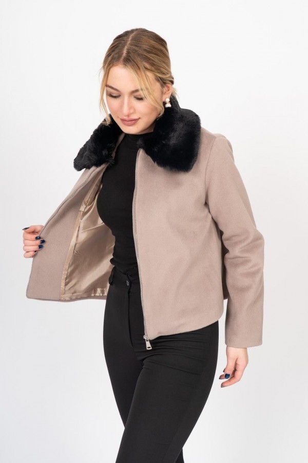 FrostLuxe Fur-Collar Short Coat – 2628 FrostLuxe Fur-Collar Short Coat – 2628