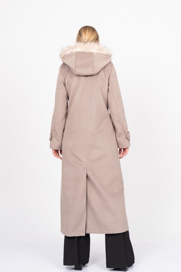 FurHood Luxe Coat – Kürk Detaylı Premium Kaşe Palto 2619
