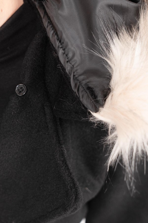 FurHood Luxe Coat – Kürk Detaylı Premium Kaşe Palto 2619