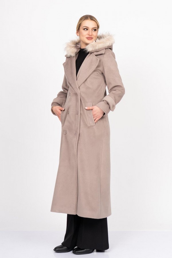 FurHood Luxe Coat – Kürk Detaylı Premium Kaşe Palto 2619