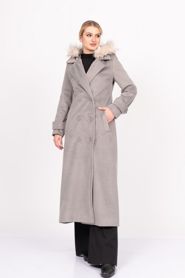 FurHood Luxe Coat – Kürk Detaylı Premium Kaşe Palto 2619 FurHood Luxe Coat – Kürk Detaylı Premium Kaşe Palto 2619