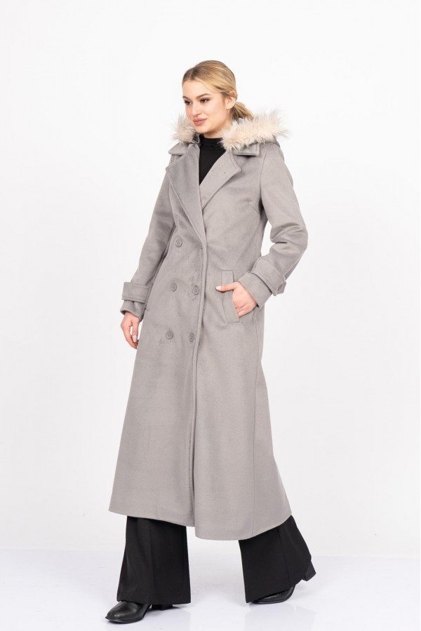 FurHood Luxe Coat – Kürk Detaylı Premium Kaşe Palto 2619
