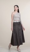 Garni Dikişli Kemerli Kot Denim Etek 6885