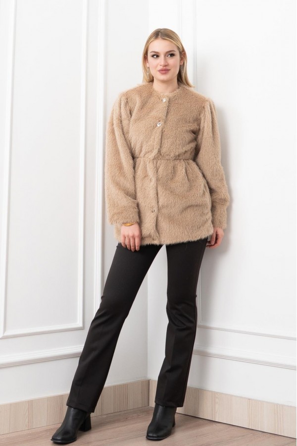 Glow Bel Lastikli Cozy Peluş Kaban 2623