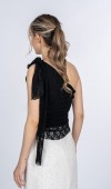 Juliette Modern Tek Omuz Büzgülü Tül Bluz 70084 Juliette Modern Tek Omuz Büzgülü Tül Bluz 70084