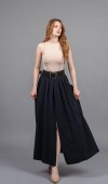 Kemerli Beli Lastikli Maxi Uzun Etek 6856