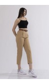 Kemerli Gabardin Kot Kumaş Kalem Denim Pantolon 3880