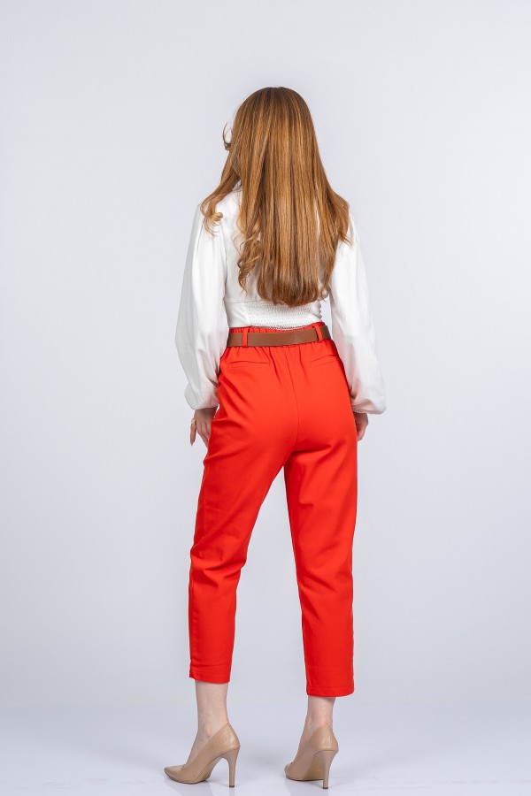 Kemerli Gabardin Kot Kumaş Kalem Denim Pantolon 3880