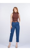 Kemerli Gabardin Kot Kumaş Kalem Denim Pantolon 3880