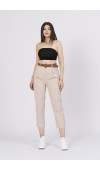 Kemerli Gabardin Kot Kumaş Kalem Denim Pantolon 3880