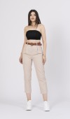 Kemerli Gabardin Kot Kumaş Kalem Denim Pantolon 3880
