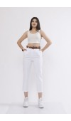 Kemerli Gabardin Kot Kumaş Kalem Denim Pantolon 3880