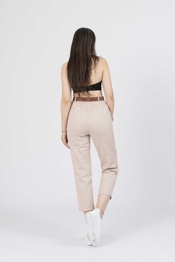 Kemerli Gabardin Kot Kumaş Kalem Denim Pantolon 3880