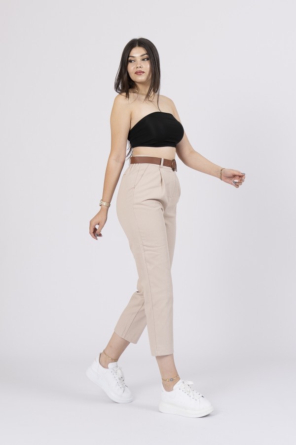 Kemerli Gabardin Kot Kumaş Kalem Denim Pantolon 3880 Kemerli Gabardin Kot Kumaş Kalem Denim Pantolon 3880