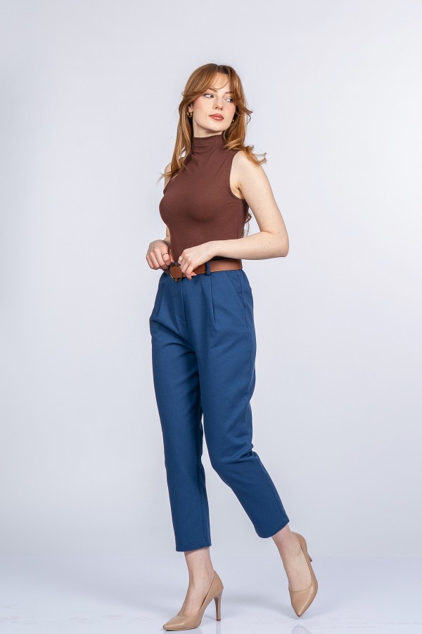 Kemerli Gabardin Kot Kumaş Kalem Denim Pantolon 3880 Kemerli Gabardin Kot Kumaş Kalem Denim Pantolon 3880