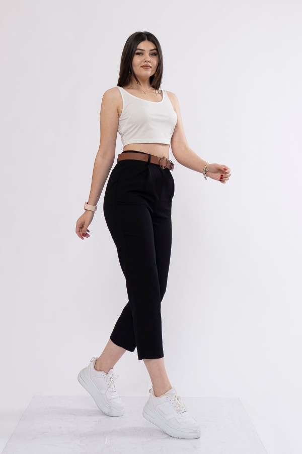 Kemerli Gabardin Kot Kumaş Kalem Denim Pantolon 3880