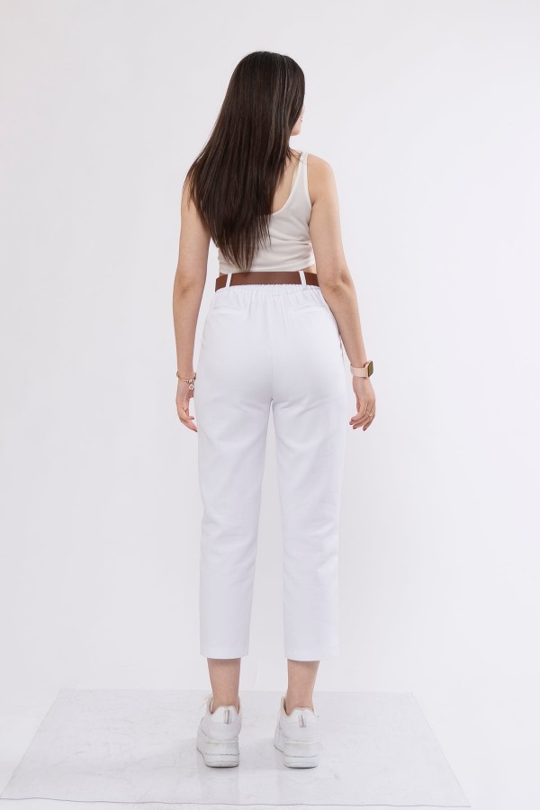 Kemerli Gabardin Kot Kumaş Kalem Denim Pantolon 3880