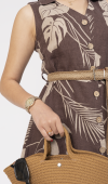Kemerli Keten Kumaş Elbise 50316