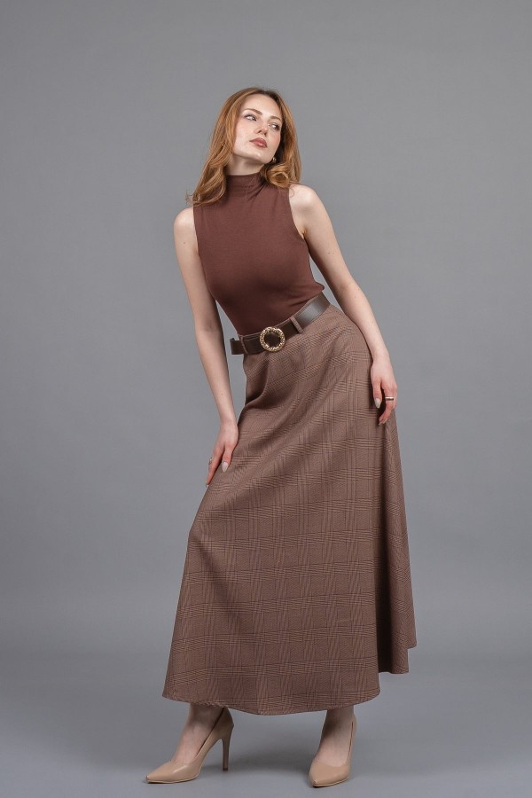Kemerli Verev Maxi Etek 6836