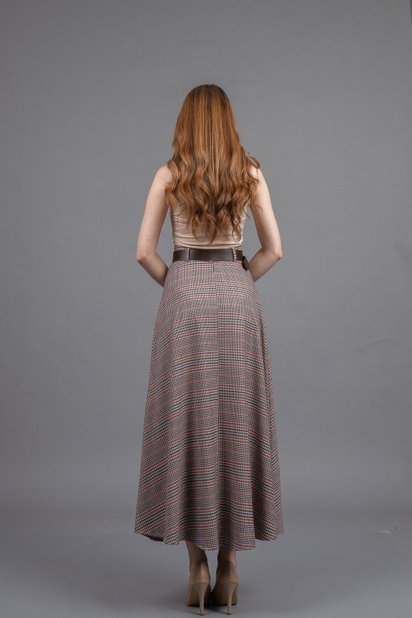 Kemerli Verev Maxi Etek 6836