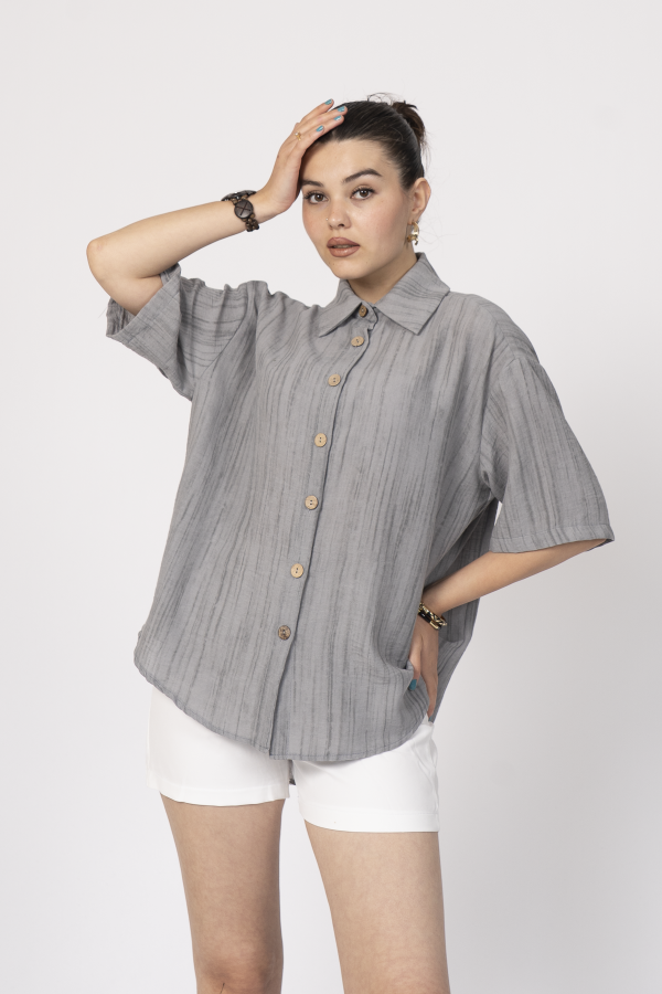Keten Oversize Gömlek 70039