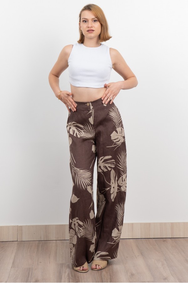 Keten Yüksek Bel Pantolon 30289