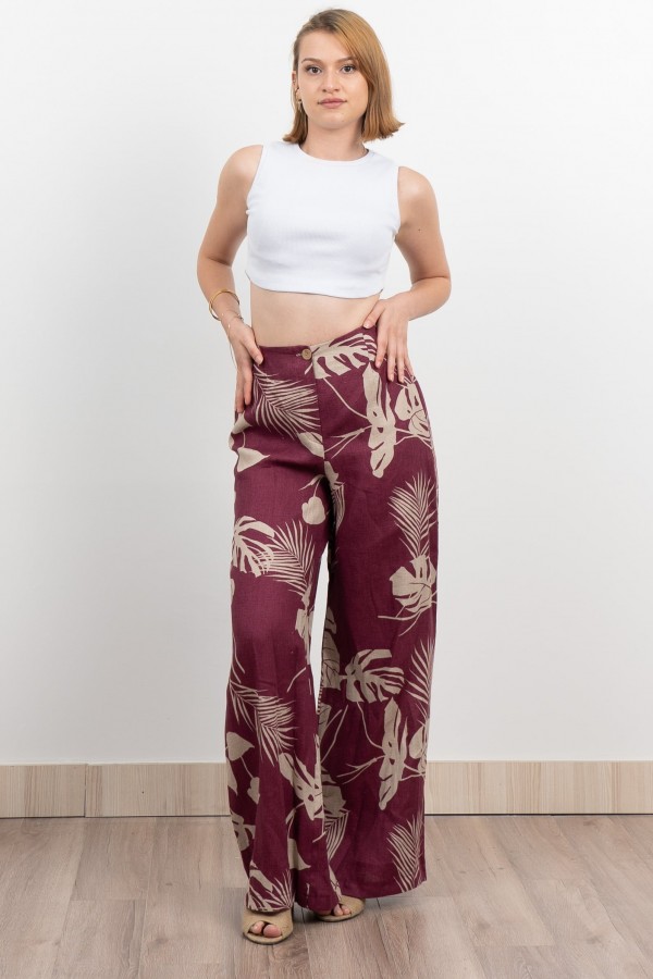 Keten Yüksek Bel Pantolon 30289
