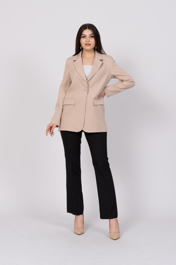 Klasik Görünüm Tek Düğmeli Blazer Ceket 8614