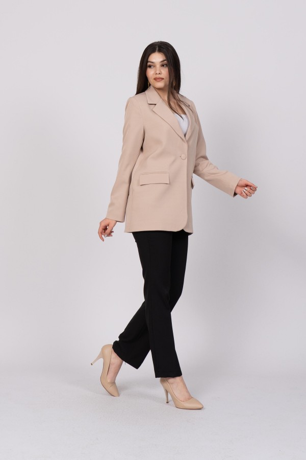 Klasik Görünüm Tek Düğmeli Blazer Ceket 8614