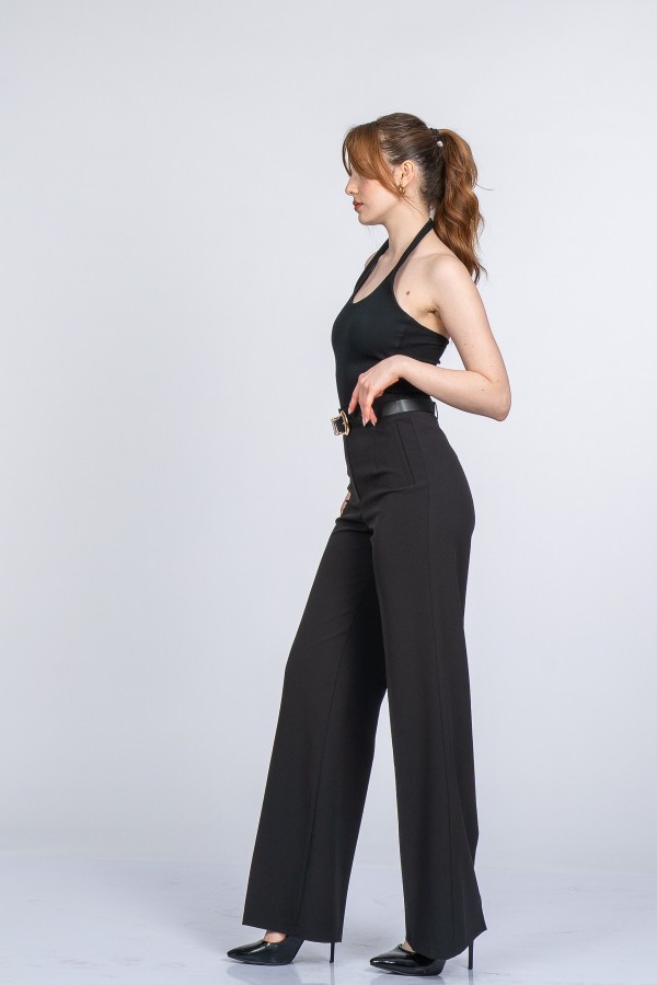 Lace Yüksek Bel Kemerli Kumaş Pantolon Lace Yüksek Bel Kemerli Kumaş Pantolon