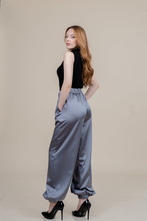 Lastikli Dar Paça Beli Lastikli Rahat Kesim Likralı Spor Pantolon 30336