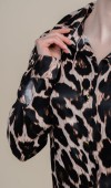 Leopar Desen Uzun Kol Saten Gömlek 70056