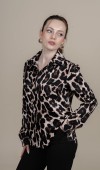 Leopar Desen Uzun Kol Saten Gömlek 70056