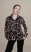 Leopar Desen Uzun Kol Saten Gömlek 70056
