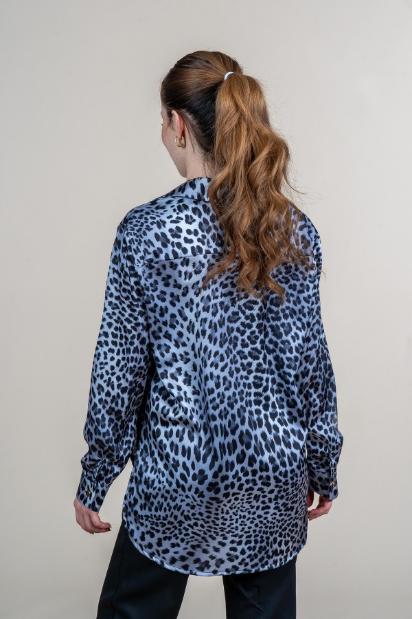 Leopar Desen Uzun Kollu Saten Gömlek 70018 Leopar Desen Uzun Kollu Saten Gömlek 70018