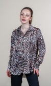 Leopar Desen Uzun Kollu Saten Gömlek 70018