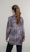 Leopar Desen Uzun Kollu Saten Gömlek 70018