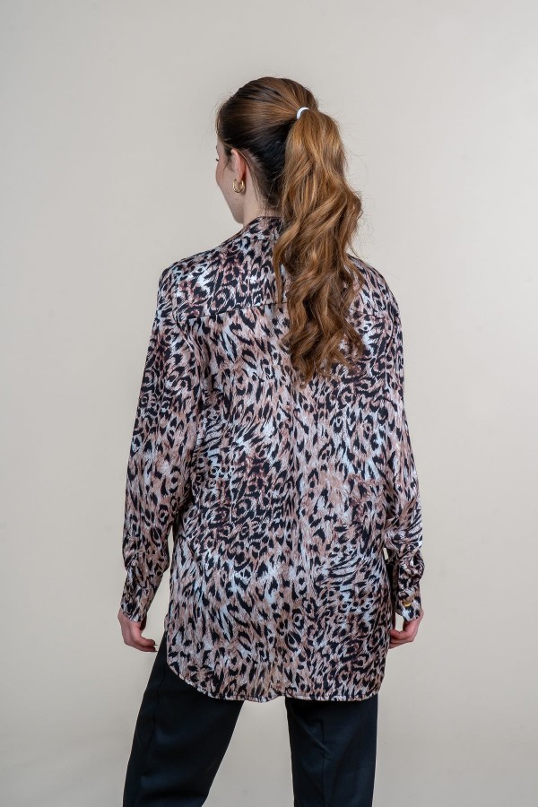 Leopar Desen Uzun Kollu Saten Gömlek 70018 Leopar Desen Uzun Kollu Saten Gömlek 70018