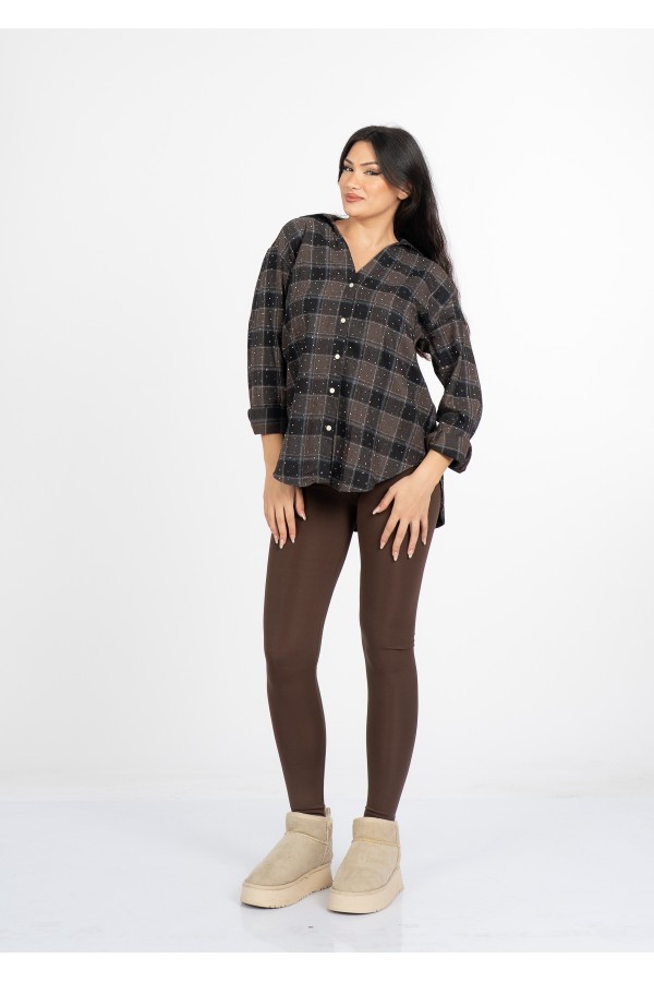 Livia Pul Taş Baskılı Ekose Desen Oduncu Gömlek 3034 Livia Pul Taş Baskılı Ekose Desen Oduncu Gömlek 3034