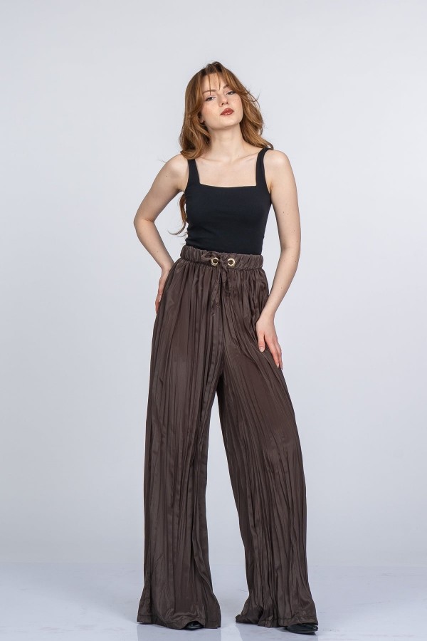 Lorienne Kraşlı Bol Şifon Pantolon