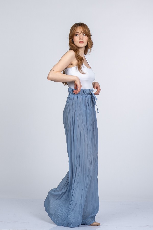Lorienne Kraşlı Bol Şifon Pantolon