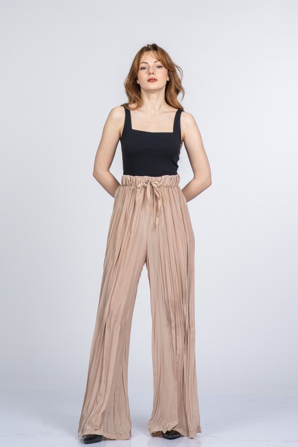 Lorienne Kraşlı Bol Şifon Pantolon