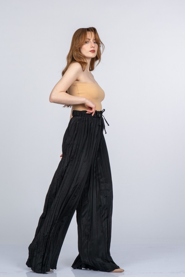 Lorienne Kraşlı Bol Şifon Pantolon
