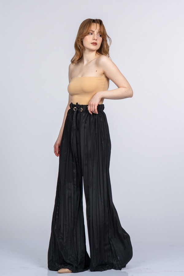Lorienne Kraşlı Bol Şifon Pantolon