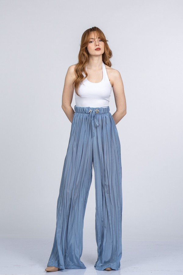 Lorienne Kraşlı Bol Şifon Pantolon