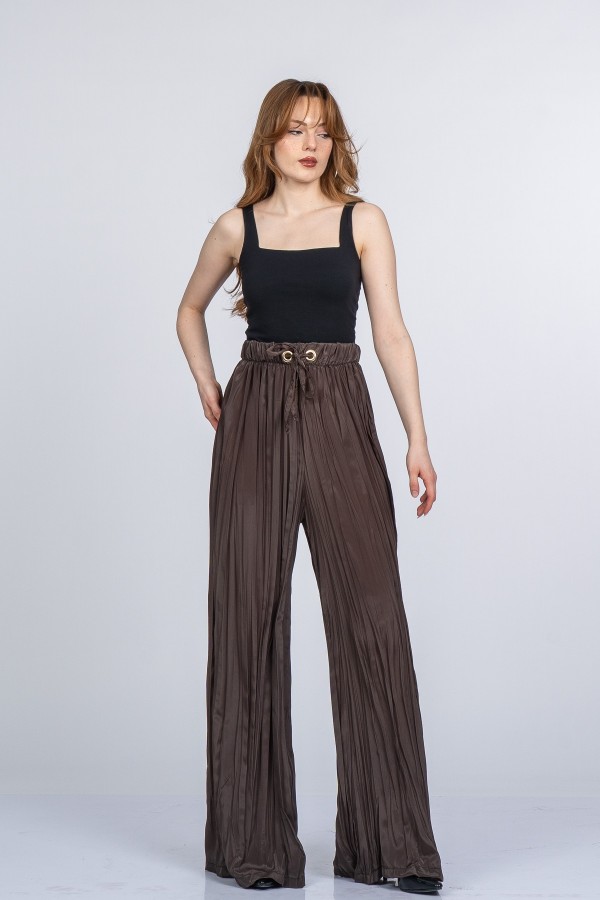 Lorienne Kraşlı Bol Şifon Pantolon
