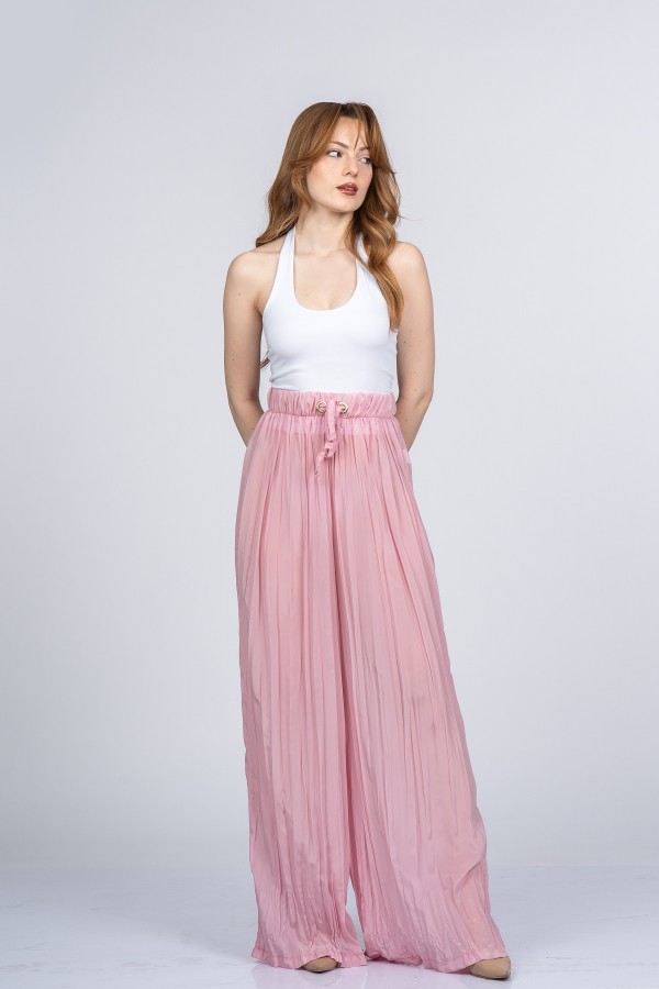 Lorienne Kraşlı Bol Şifon Pantolon