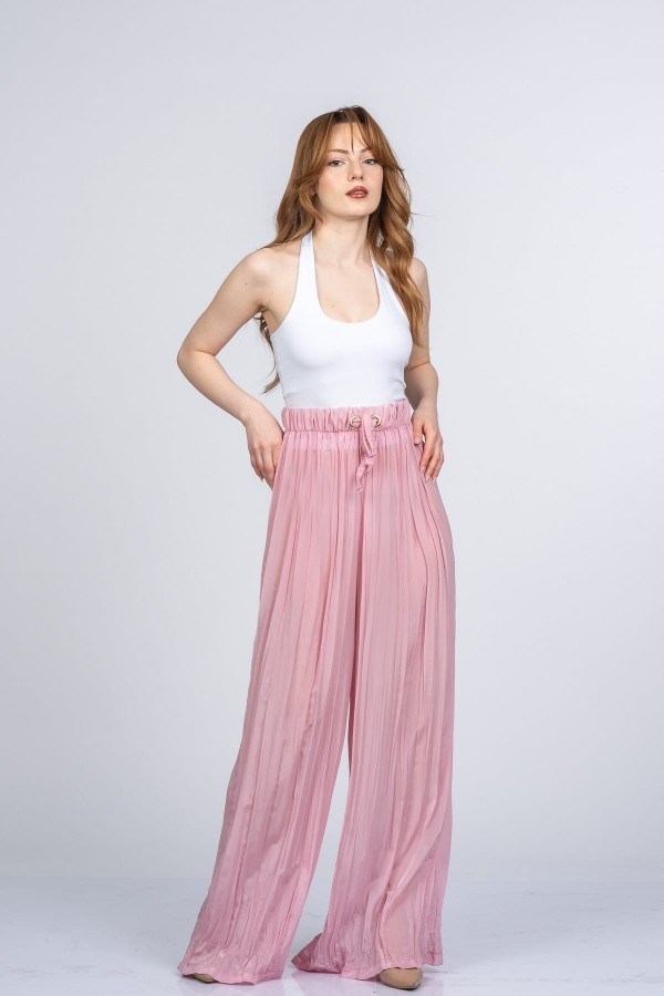 Lorienne Kraşlı Bol Şifon Pantolon Lorienne Kraşlı Bol Şifon Pantolon