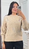LUMIERE – Taş İşlemeli Triko Kazak 20298 STD