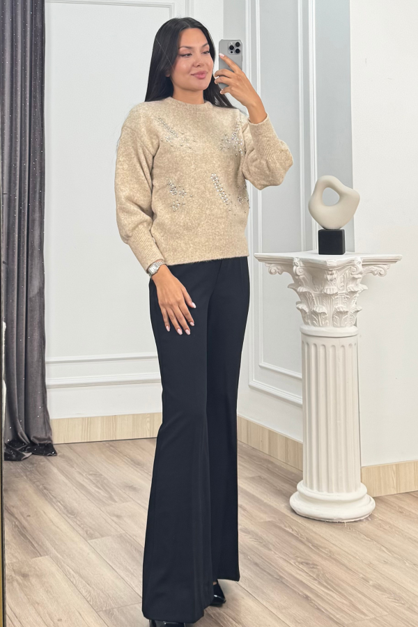 LUMIERE – Taş İşlemeli Triko Kazak 20298 STD